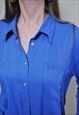 VINTAGE BLUE BLOUSE, BUTTON UP SHIRT FOR WORK