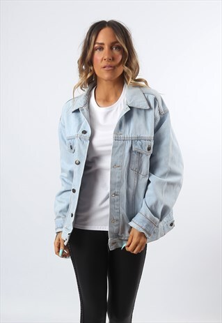 DENIM JACKET VINTAGE OVERSIZED FITTED UK 18 (H81F)