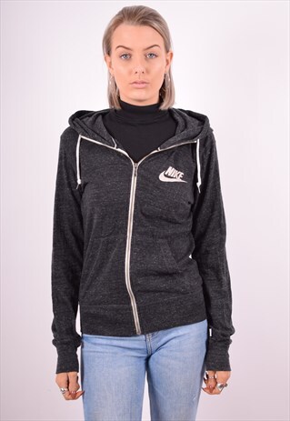 NIKE WOMENS VINTAGE HOODIE JACKET MEDIUM GREY 90'S