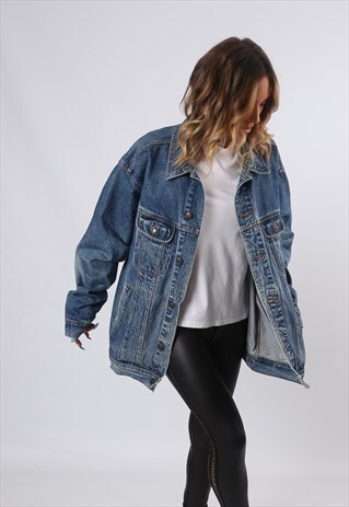 WRANGLER DENIM JACKET OVERSIZED FITTED LONG UK 24 - 26 (6BK)