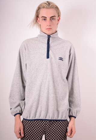 UMBRO MENS VINTAGE FLEECE JUMPER SMALL GREY 90S