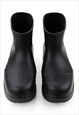 HIGH FASHION BOOTS CHUNKY SOLE ROUND SHAPE ANKLE SHOES BLACK