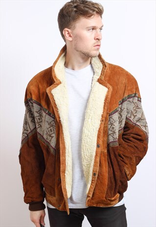 VINTAGE AZTEC NAVAJO FLEECE LINED JACKET