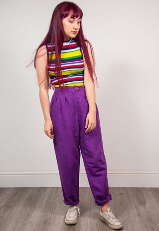 VINTAGE 90'S PURPLE HIGH WAIST STRAIGHT LEG TROUSERS