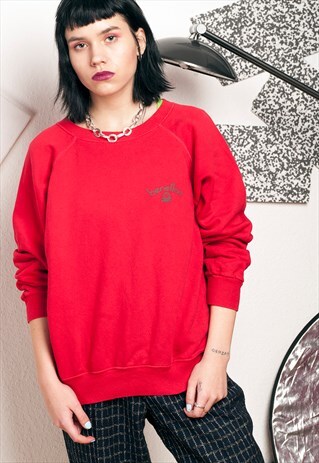 BENETTON SWEATSHIRT - 90S VINTAGE RED COTTON JUMPER