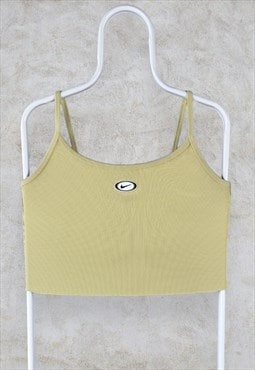 Nike Ribbed Crop Tank Top Vest Yellow Women's Small