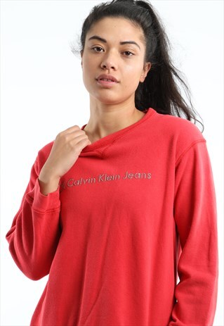 90S CALVIN KLEIN REFLECTIVE SPELL OUT SWEATSHIRT