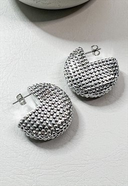 Chunky Textured Silver Earrings