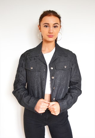 VINTAGE CHRISTIAN DIOR 90'S SPARKLY SEQUIN DENIM JACKET