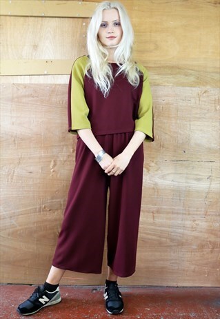 WINE N OLIVE CROP PANTS CO-ORDINATES