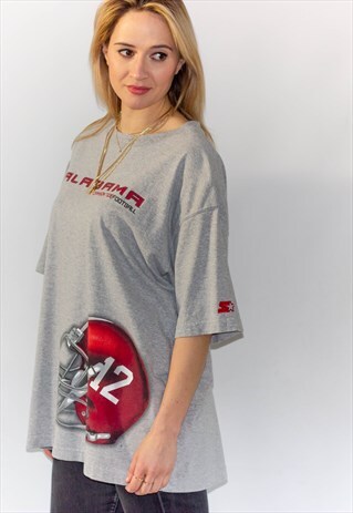 VINTAGE ALABAMA OVERSIZED GREY FOOTBALL T-SHIRT DRESS
