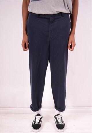 BURBERRY MENS VINTAGE TROUSERS W38 L32 BLUE 90S