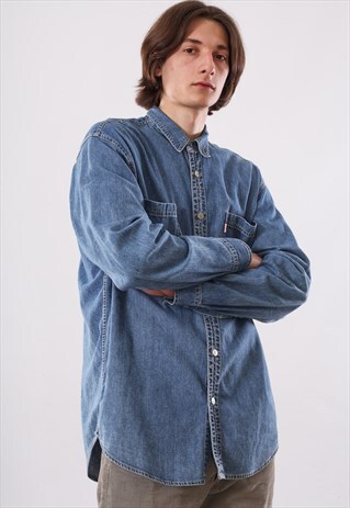VINTAGE LEVIS 90S BLUE LONG SLEEVE JEANS DENIM