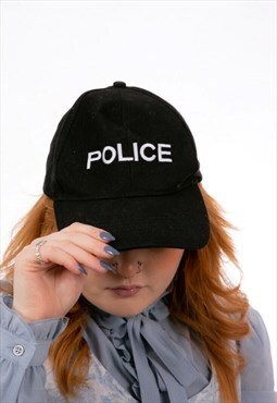 Black & White Embroidered Police Cap - Police Baseball Cap