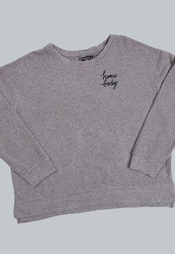 Vintage 90's Sweatshirt Grey Slogan Jumper XLarge