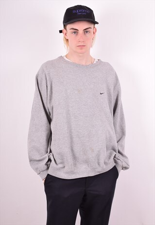 NIKE MENS VINTAGE SWEATSHIRT JUMPER LARGE GREY 90S