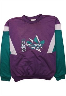 Vintage 90's Adidas Sweatshirt Spellout Crew Neck Purple