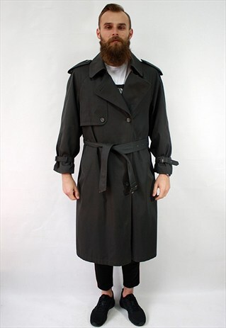 VINTAGE 80'S CLASSIC DARK GREY DUSTER COAT