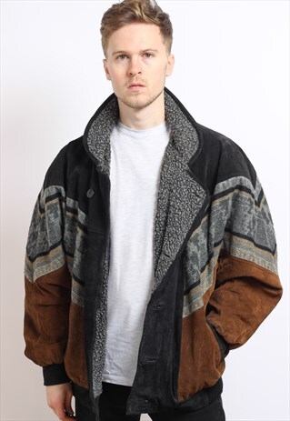 VINTAGE AZTEC FLEECE LINED JACKET