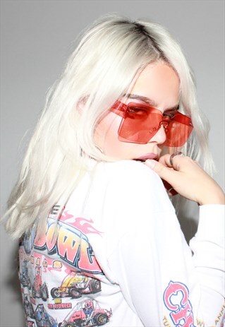 'HONEY BUNNY' RIMLESS PERSPEX RECTANGLE SUNGLASSES