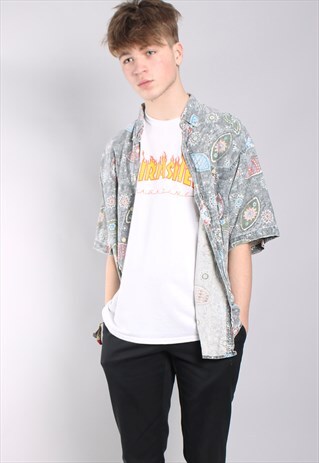 VINTAGE ABSTRACT CRAZY PATTERN SHIRT