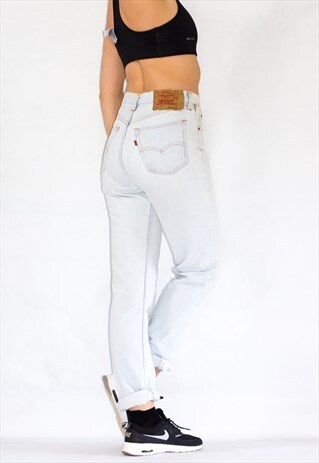 VINTAGE BUTTON UP 501 BLEACH WHITE LEVI'S JEANS