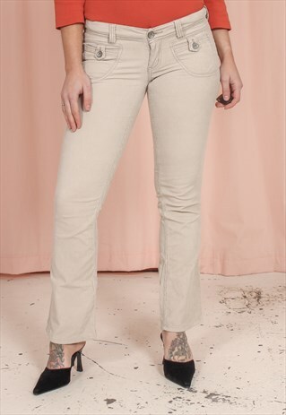 VINTAGE Y2K CORDUROY TROUSERS IN CREAM