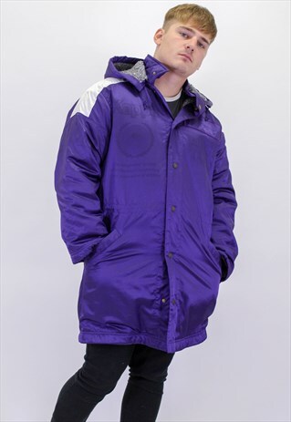 VINTAGE KAPPA PADDED WINTER COAT IN PURPLE WITH LINING
