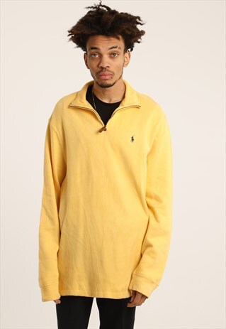 VINTAGE RALPH LAUREN EMBROIDERED KNITTED 1/4 ZIP SWEATSHIRT