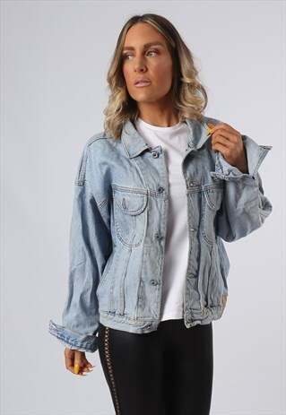 DENIM JACKET OVERSIZED FITTED VINTAGE UK 14 - 16 (34R)