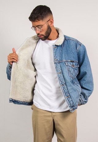 WRANGLER DENIM JACKET SHEARLING LINED SHERPA