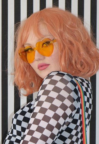 DREAMING HEART SHAPED RIMLESS TINTED SUNGLASSES IN YELLOW