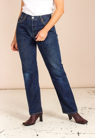 VINTAGE 90S LEVI'S HIGH WAISTED BLUE 501 JEANS 32W29L