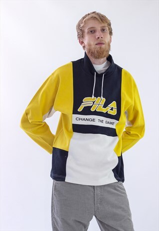 RARE VINTAGE MENS FILA BIG LOGO NECK BIG LOGO SWEATSHIRT