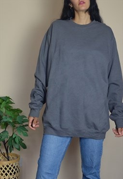 Vintage Plain Charcoal Grey Oversized Minimal Sweatshirt