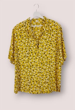 Vintage  Shirt Flowers Spring in Yellow L