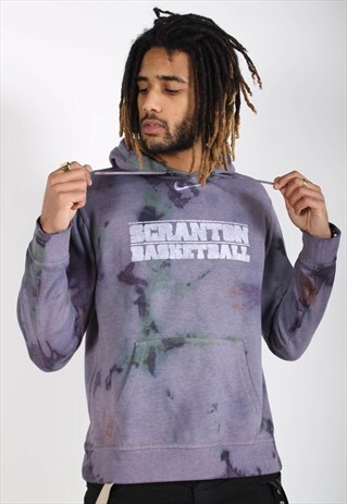 VINTAGE NIKE CENTRE SWOOSH TIE DYE REWORK HOODIE MULTI