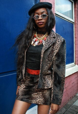FAUX FUR LEOPARD PRINT SKIRT, CO ORD