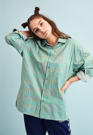 90'S RETRO MARIMEKKO STRIPED PRINT OVERSIZED SHIRT