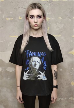 Grunge t-shirt Anime graffiti tee punk top in black