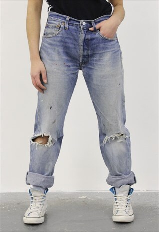 VINTAGE LEVI'S 501 BLUE PAINT MOM JEANS