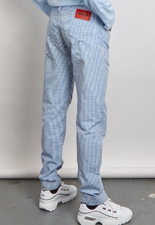 VINTAGE 90'S DOLCE & GABBANA BLUE AND WHITE GINGHAM SEERSUCK