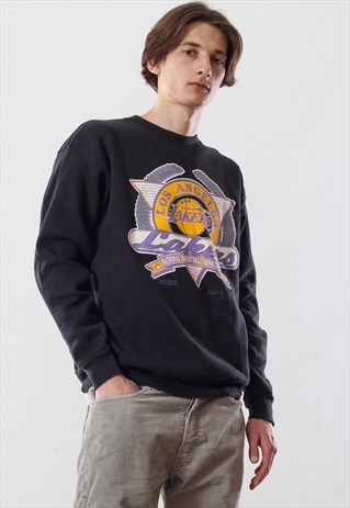 90S VINTAGE MENS LAKERS LOS ANGELES NBA SWEATSHIRT CREW NECK