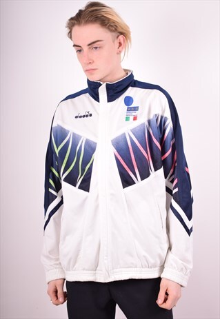 DIADORA MENS VINTAGE TRACKSUIT TOP JACKET XL MULTI 90S