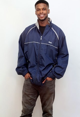 1990'S VINTAGE FILA WINDBREAKER JACKET IN BLUE