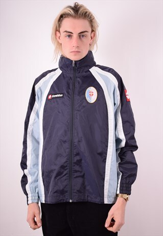 LOTTO MENS VINTAGE RAIN JACKET MEDIUM BLUE 90S
