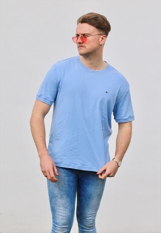 TOMMY HILFIGER USA EGG SHELL BLUE MINIMALIST T SHIRT
