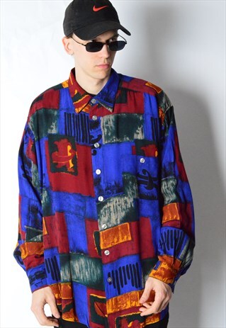 VINTAGE 90S COLOURFUL ABSTRACT LONG SLEEVE SHIRT