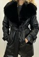 PU JACKET WITH FAUX FUR COLLAR IN BLACK 