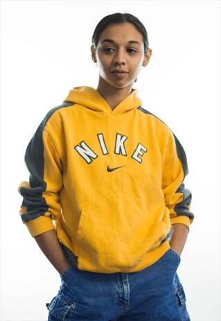 VINTAGE NIKE LOGO HOODIE SWEATSHIRT 90S L 15.9